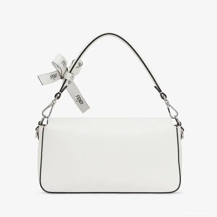 Cheap HOT The Motif Bag Nappa Fendi Baguette In Baguette White Leather Medium 0627